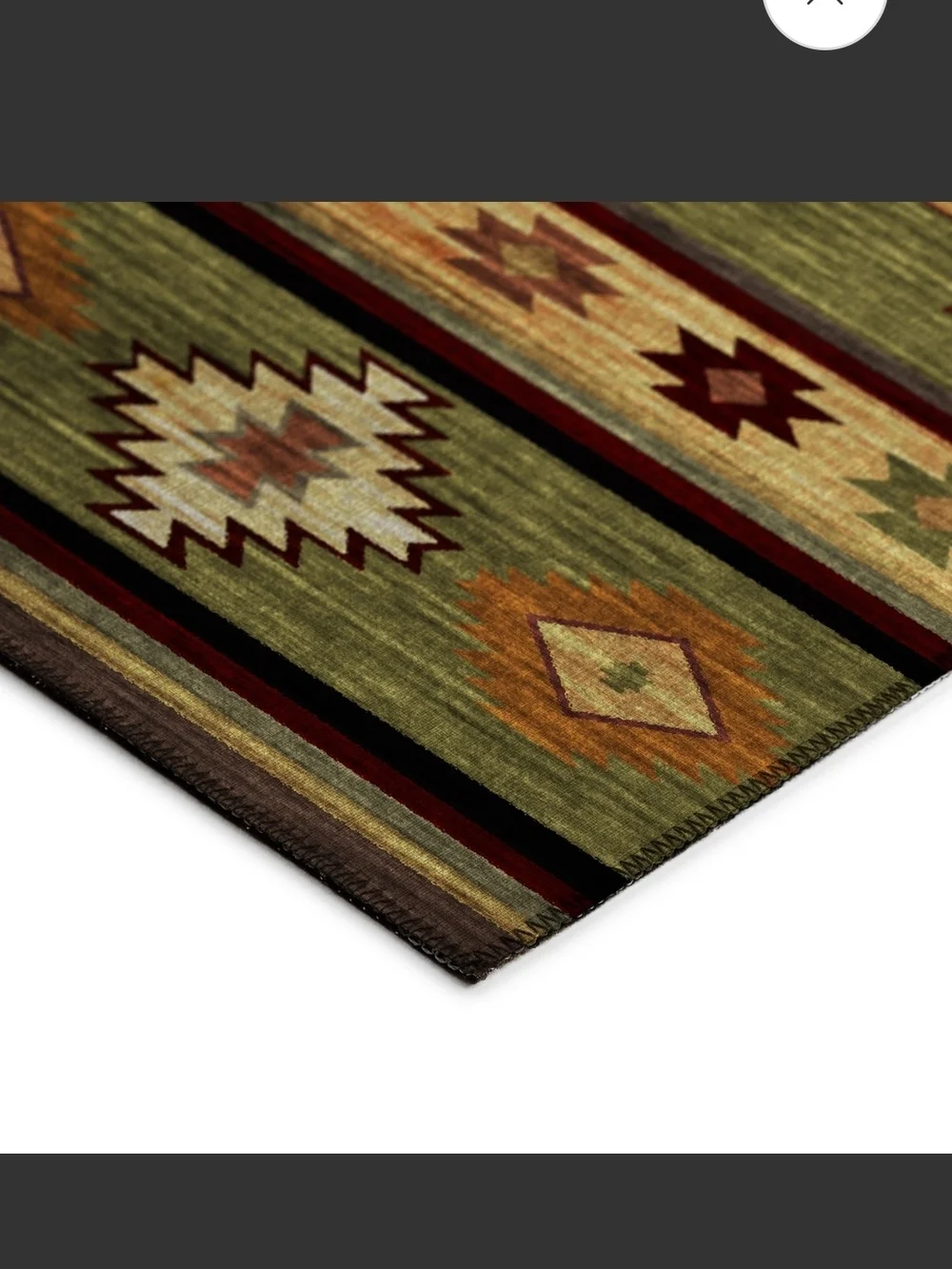 Southwestern Geometric Area Rug - Olive Green & Rust